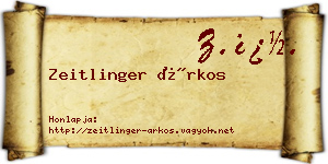 Zeitlinger Árkos névjegykártya